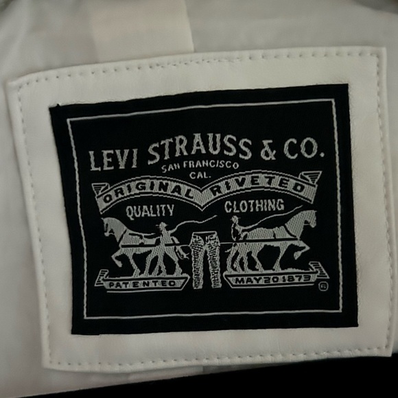 LEVI’S Quilted Faux Leather Bomber Zipper Snap Jacket Hooded Preppy Indie Size S - Picture 3 of 14